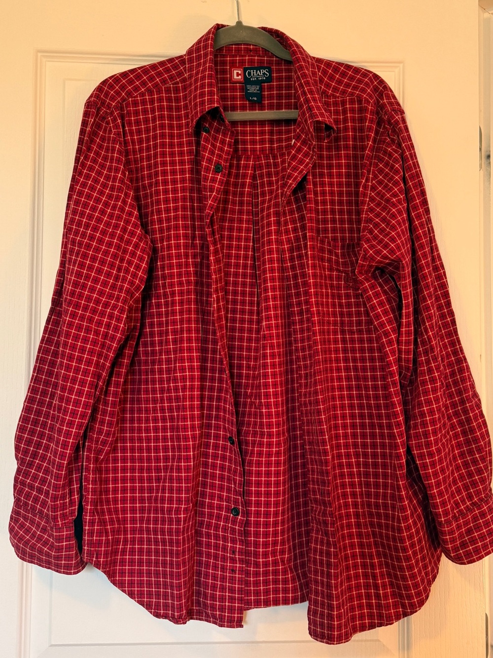 Chaps Red Plaid Long-Sleeve Button-Down Shirt